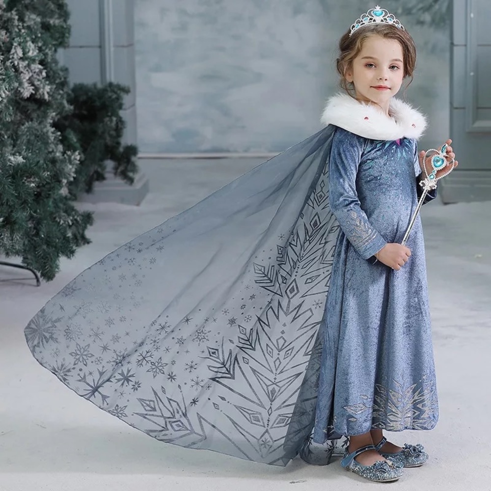 Frozen Elsa Sparkly Velvet Costume Dress